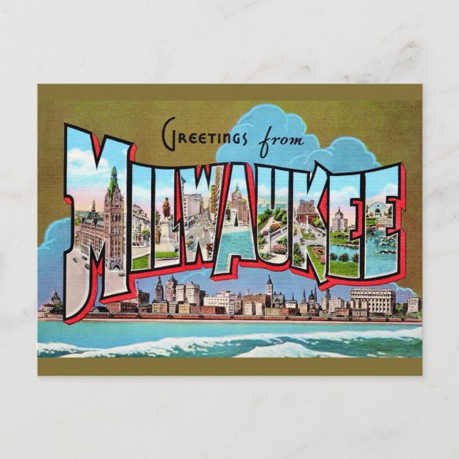 Carte postale de salutation vintage Milwaukee (Devant)