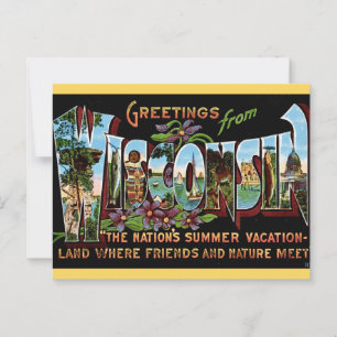 Carte postale de salutation vintage Wisconsin