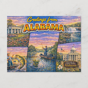 Carte postale de salutations d'Alabama