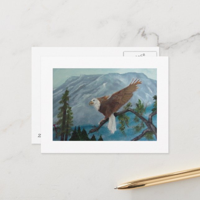 Carte postale de salutations d'art de l'aigle (Devant/Arrière en situation)