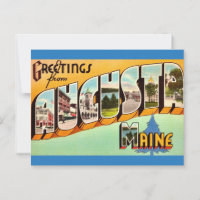 Carte postale de salutations d'Augusta Maine