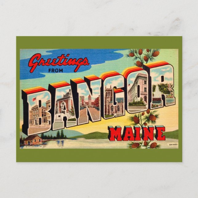 Carte postale de salutations de Bangor Maine (Devant)