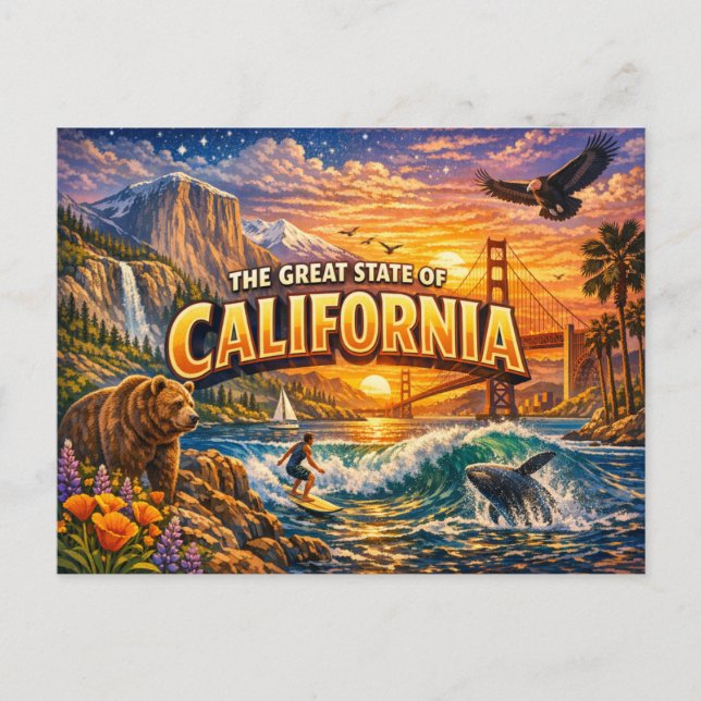Carte postale de salutations de Californie  (Devant)
