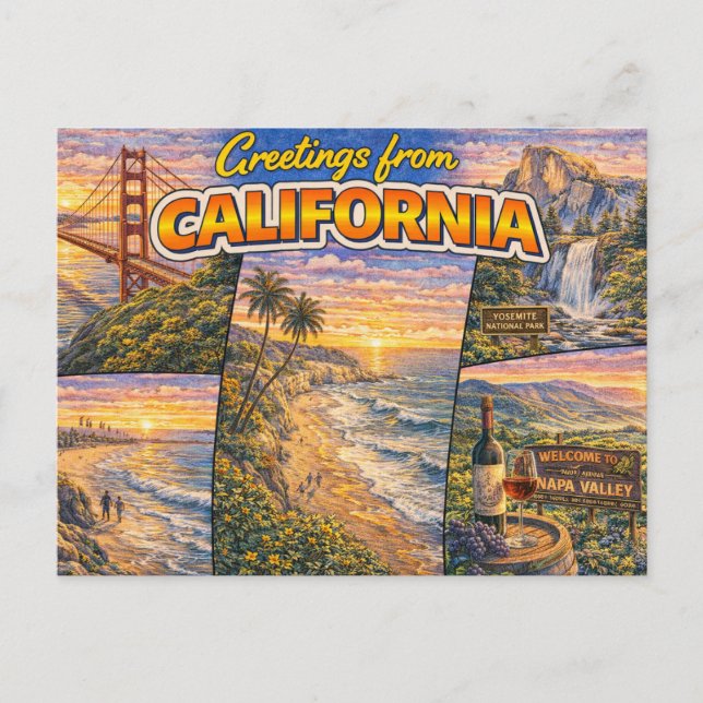 Carte postale de salutations de Californie (Devant)