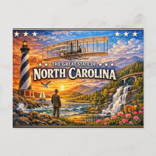 Carte postale de salutations de Caroline du Nord  (Devant)