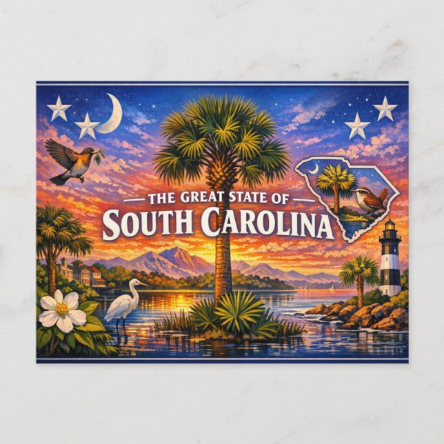 Carte postale de salutations de Caroline du Sud  (Devant)
