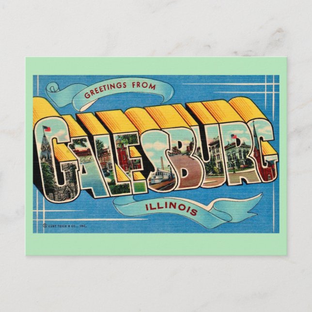 Carte postale de salutations de Galesburg Illinois (Devant)