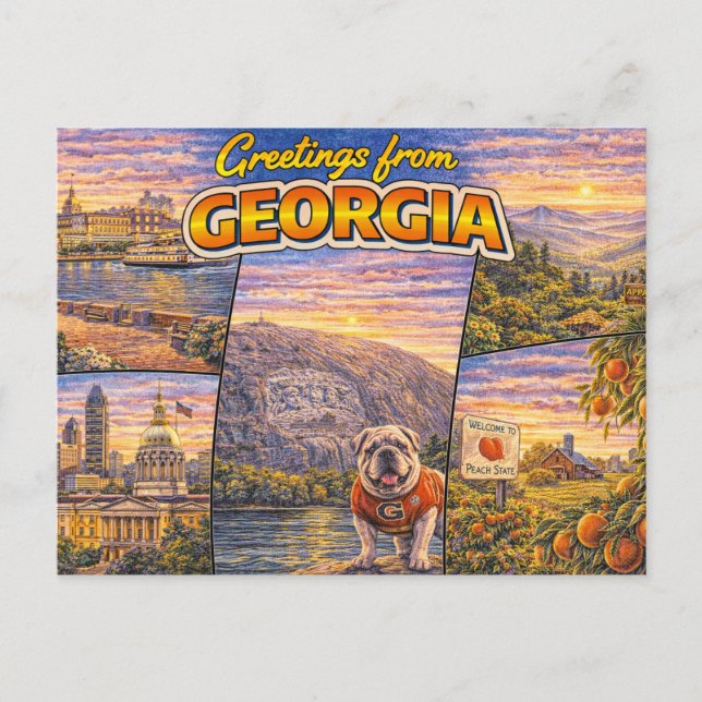 Carte postale de salutations de Géorgie (Devant)