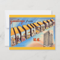 Carte postale de salutations de Greensboro NC