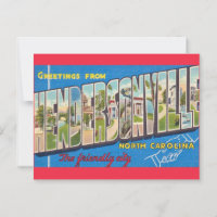 Carte postale de salutations de Hendersonville NC