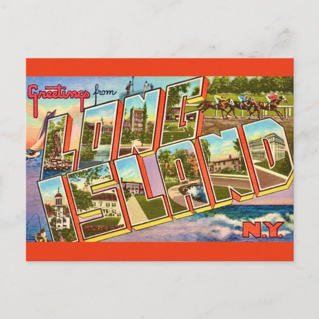 Carte postale de salutations de Long Island NY (Devant)