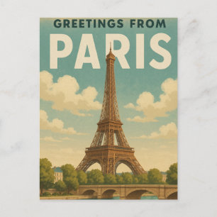 Carte postale de salutations de Paris