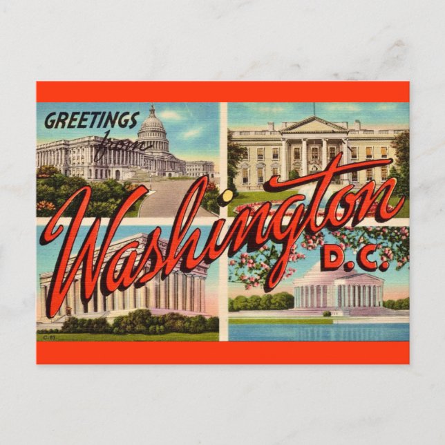 Carte postale de salutations de Washington DC (Devant)