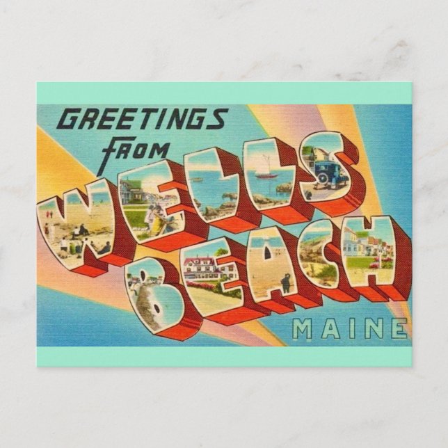 Carte postale de salutations de Wells Beach Maine (Devant)