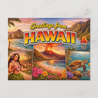Carte postale de salutations d'Hawaii
