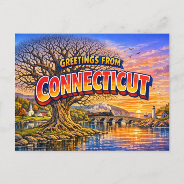 Carte postale de salutations du Connecticut  (Devant)