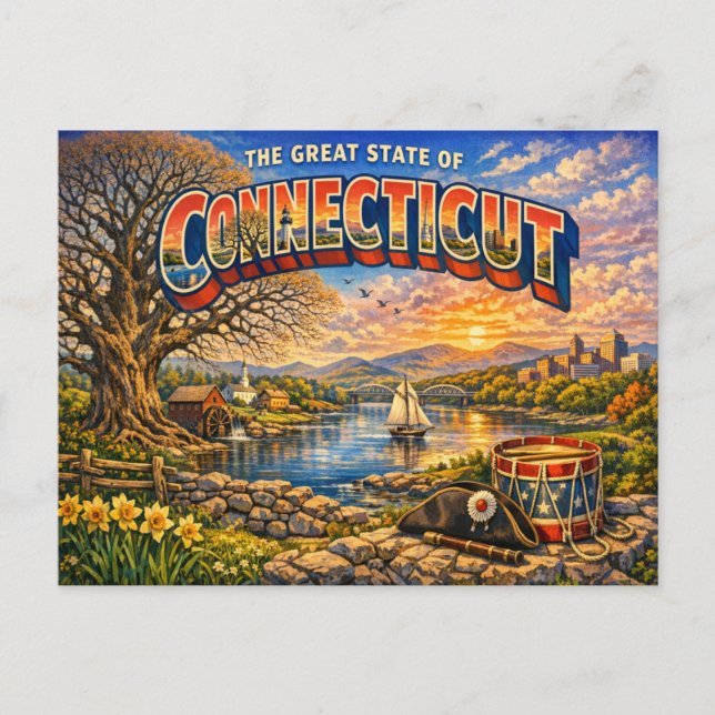 Carte postale de salutations du Connecticut  (Devant)
