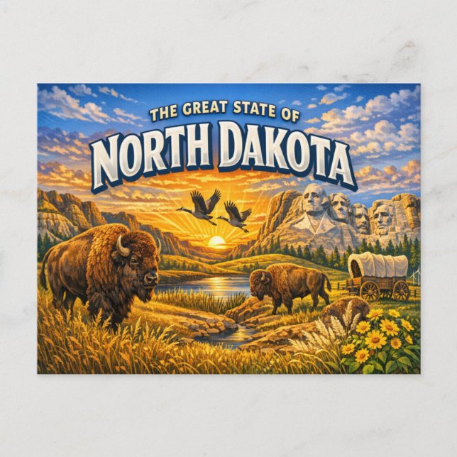 Carte postale de salutations du Dakota du Nord  (Devant)