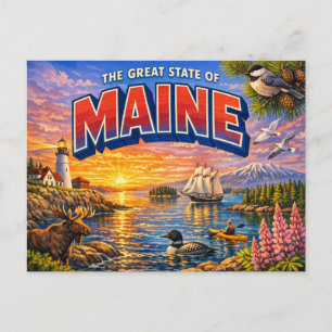 Carte postale de salutations du Maine