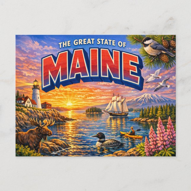 Carte postale de salutations du Maine  (Devant)