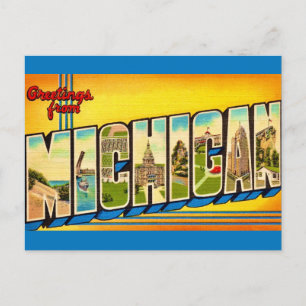Carte postale de salutations du Michigan