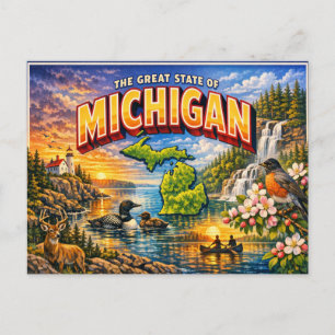 Carte postale de salutations du Michigan