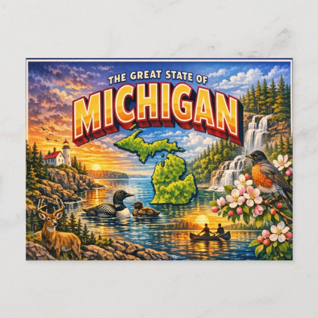 Carte postale de salutations du Michigan  (Devant)
