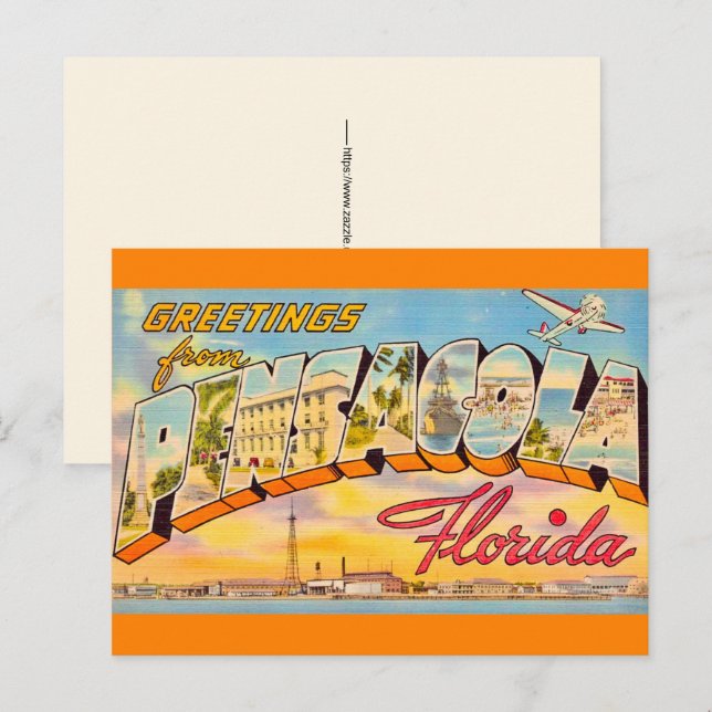 Carte postale de salutations Pensacola Floride  (Devant / Derrière)