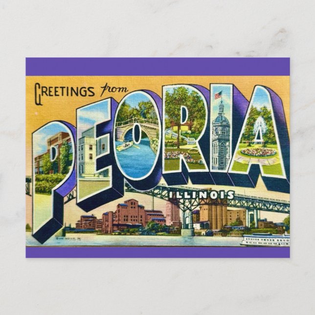 Carte postale de salutations Peoria Illinois (Devant)