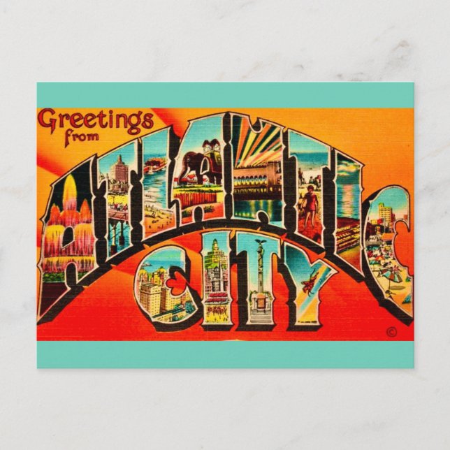 Carte postale de salutations rétro Atlantic City N (Devant)