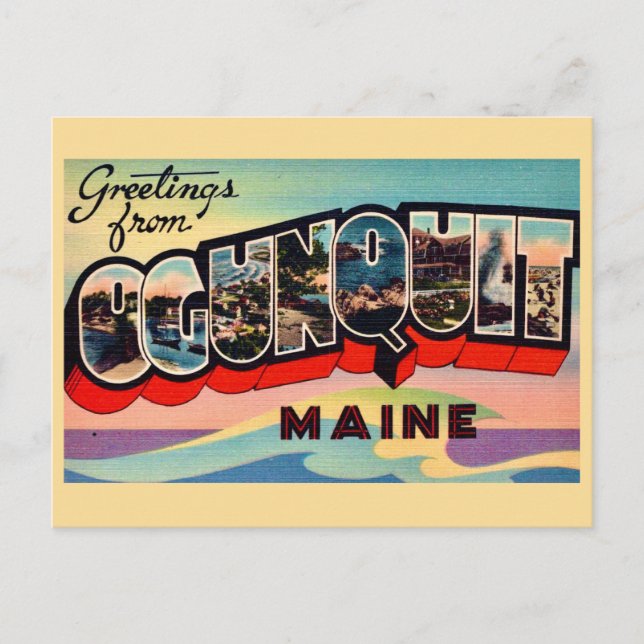 Carte postale de salutations rétro Ogunquit ME (Devant)