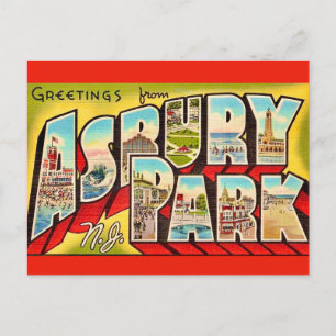 Carte postale de salutations vintage Asbury Park N