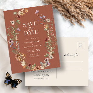 Carte postale de sauvegarde de date Terracotta Boh