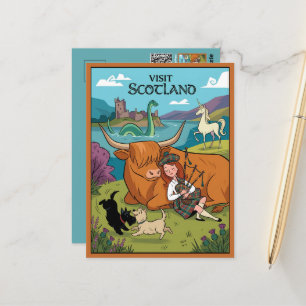 Carte postale de Scottish Terrier de style dessin