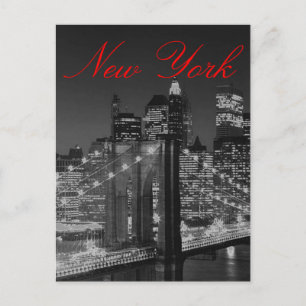Carte postale de script New York en niveaux de gri