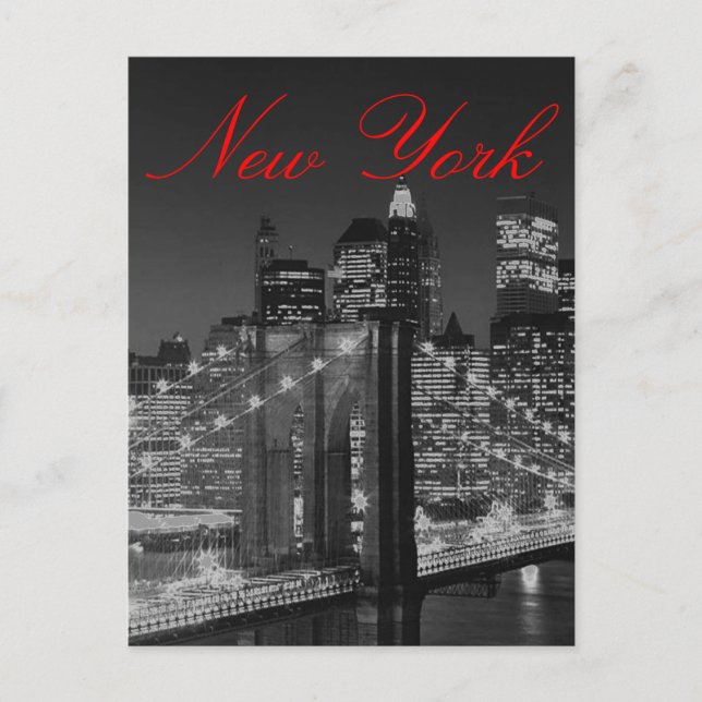 Carte postale de script New York en niveaux de gri (Devant)