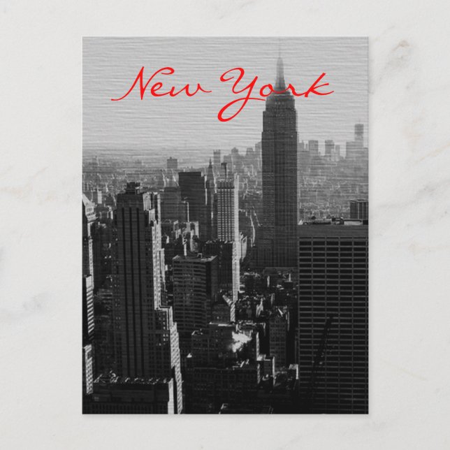Carte postale de script NYC à effet de bois gris (Devant)