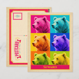 Carte postale de Seward Alaska Ours Grizzly Vintag
