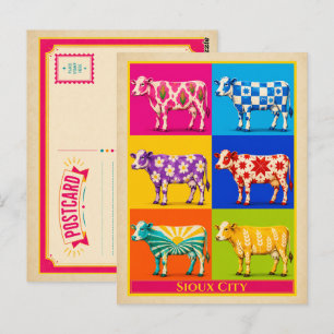 Carte postale de Sioux City Iowa Vache Pop Art Vin