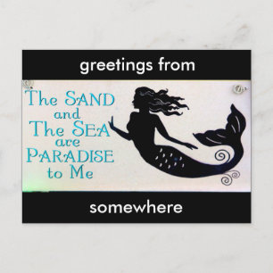 carte postale de sirène de sable et de mer