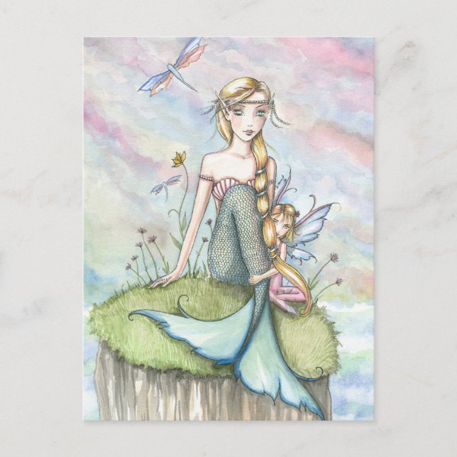 Carte postale de sirène et de fée du bluff magique (Devant)