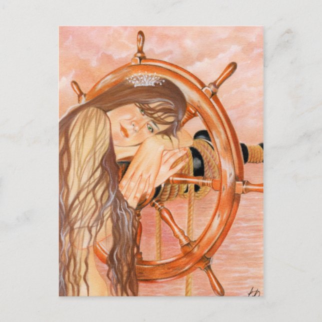 Carte postale de sirène perdue en mer (Devant)