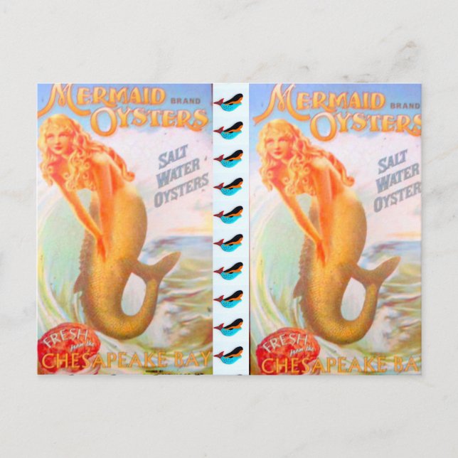 carte postale de sirènes à cheveux dorés (Devant)