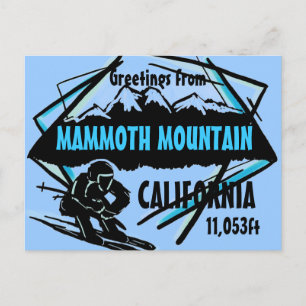 Carte postale de ski bleu de Mammoth Mountain Cali