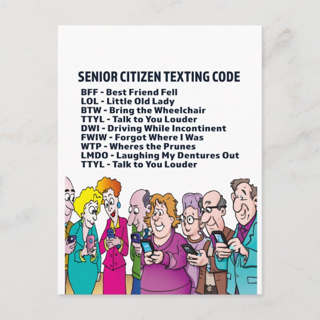 Carte postale de SMS drôles pour seniors (Devant)