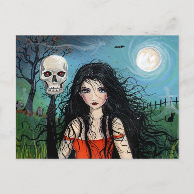 Carte postale de sorcière de Halloween vampire (Devant)