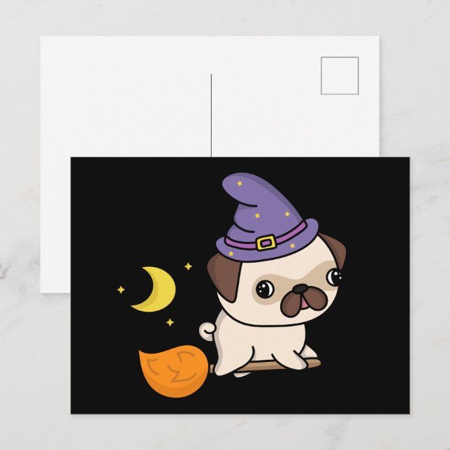 Carte postale de sorcière Puggy (Devant / Derrière)