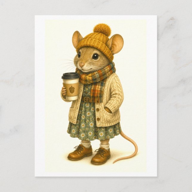 Carte postale de souris hipster (Devant)