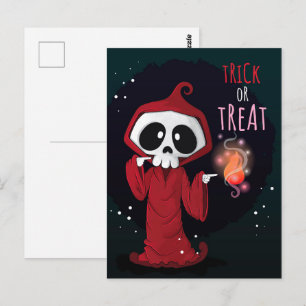 Carte postale de squelette encapuchonné Halloween 