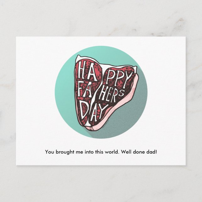 Carte postale de steak T-Bone pour la fête des pèr (Devant)